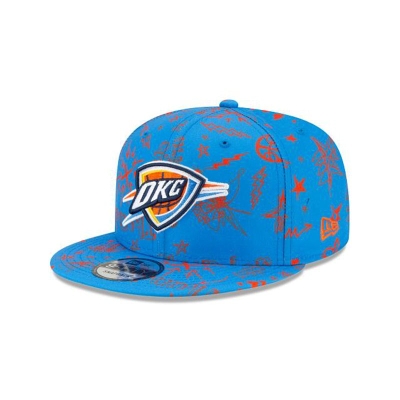 Blue Oklahoma City Thunder Hat - New Era NBA Doodle 9FIFTY Snapback Caps USA8952406